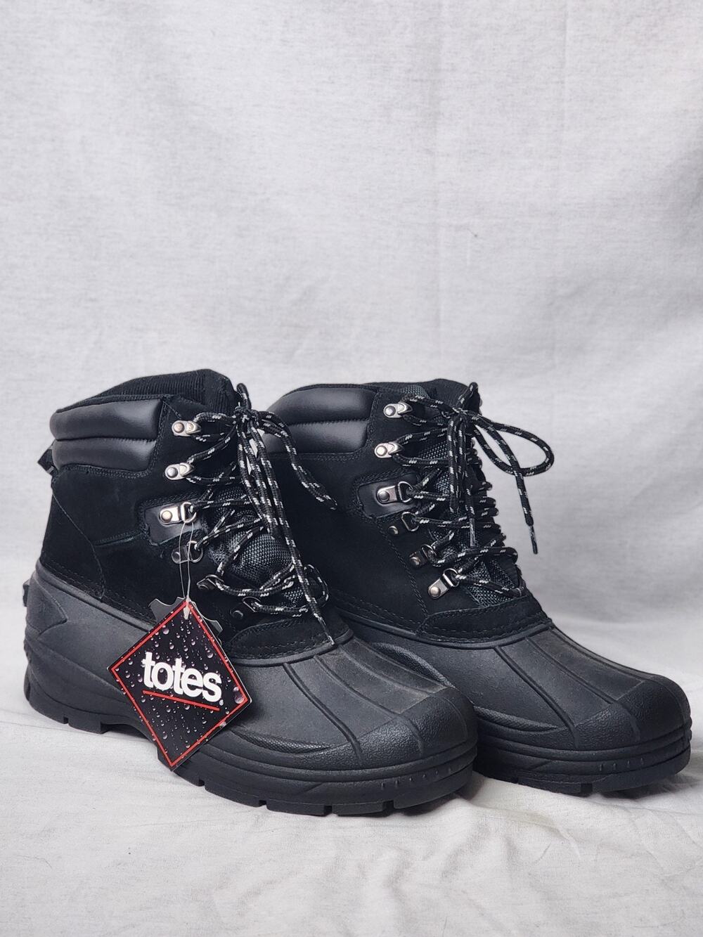NEW Totes Men's 13 Sydney Black Thermolite Waterproof Upper Leather Snow Boots